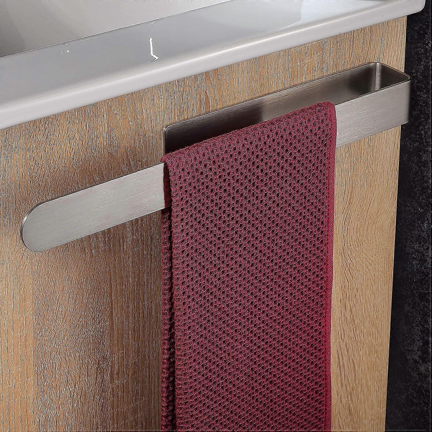 ZK-Self Adhesive Towel Rack 37cm Hand Towel Rack Single Towel Rack Bathroom Stainless Steel