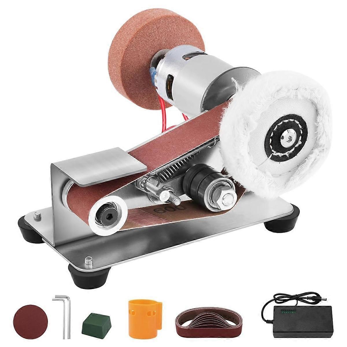 EU Plug,Mini Belt Sander-Power Belt ,Small Bench Belt Sander Machine,7 Gear Adjustable Speed Electr