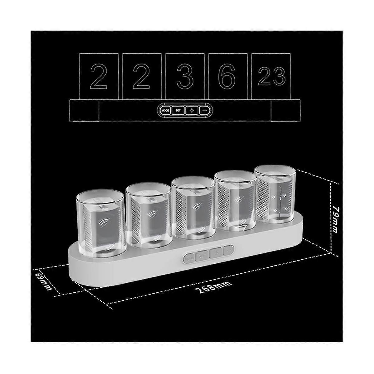 Ψηφιακό ρολόι σωλήνων Nixie με RGB LED λάμπει φως για διακόσμηση οικιακής επιφάνειας εργασίας DIY ιδέα Gif γενεθλίων