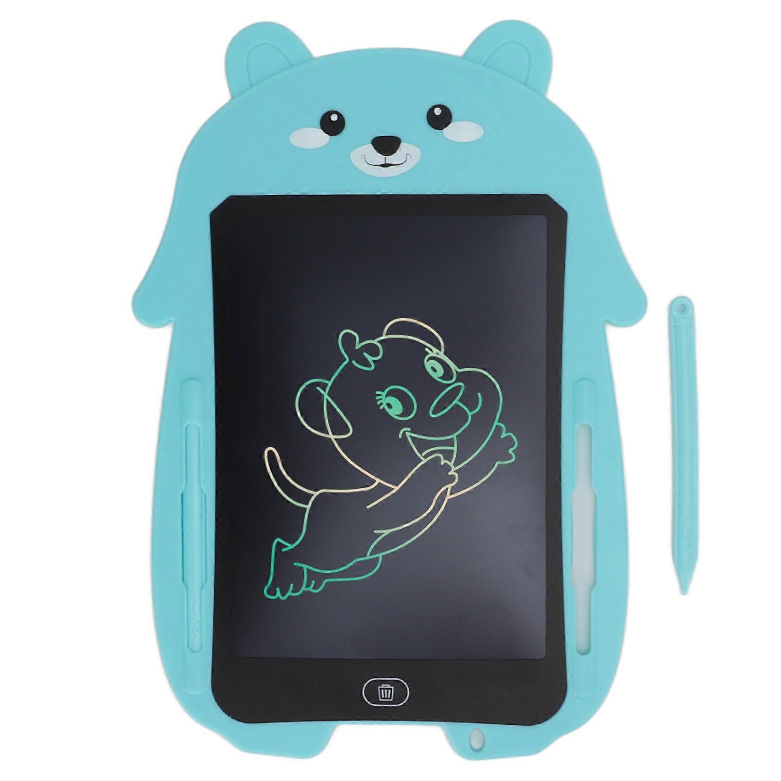 8.5inch LCD Writing Tablet Eye Protection LCD Colorful Doodle Handwriting Paper for 3 Years Old +(Light Blue Bear Colored Pen )