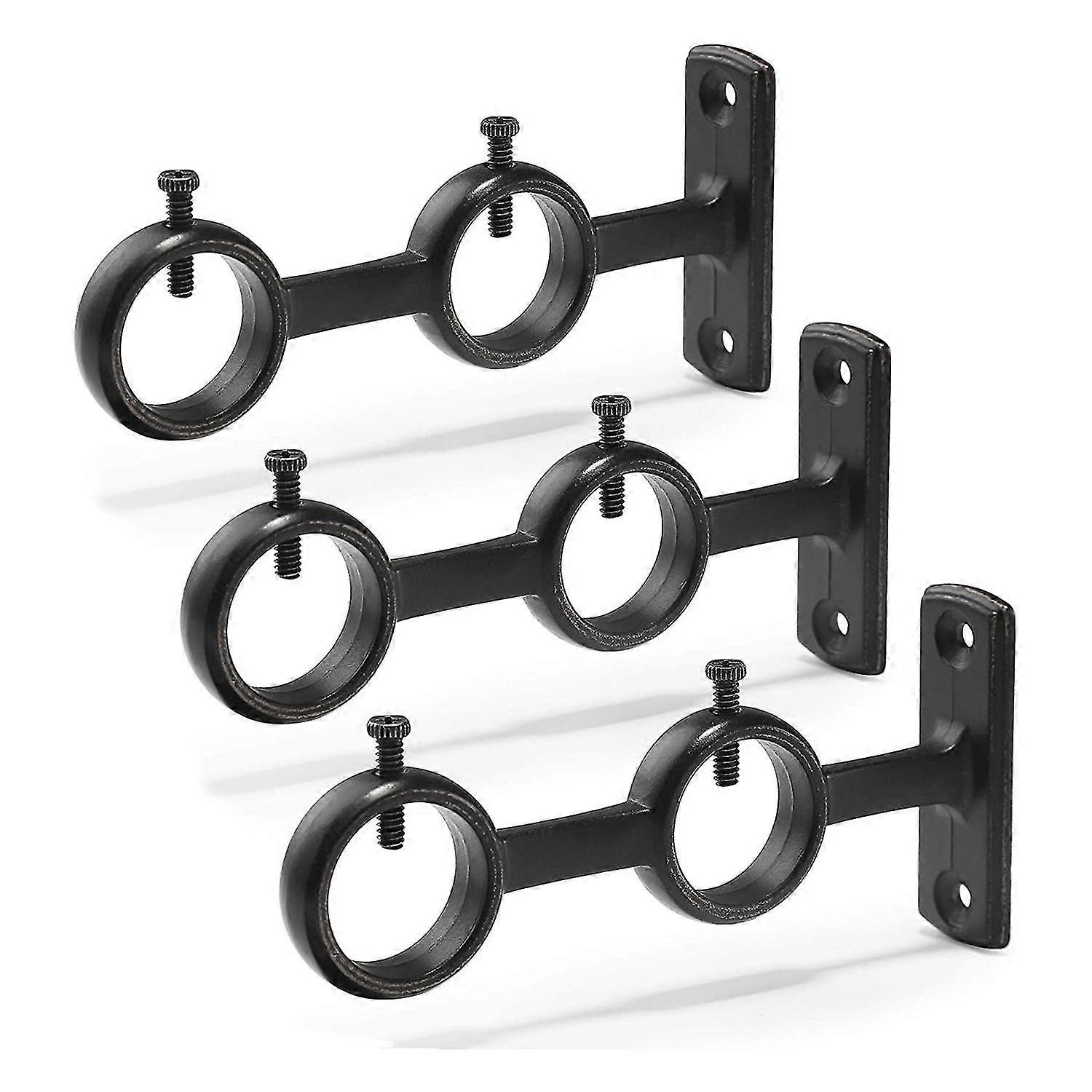 Curtain Rod Bracket, 3pcs Double Curtain Rod Holder, Double Rod Brackets Hooks For Living Room Bedr