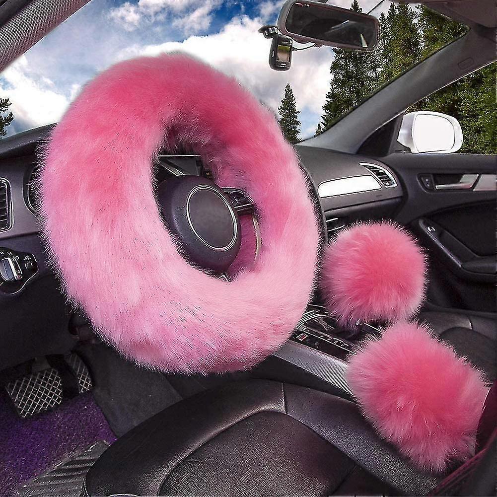 Fuzzy Steering Wheel Cover,wool Winter Warm Fluffy Wheel Cover