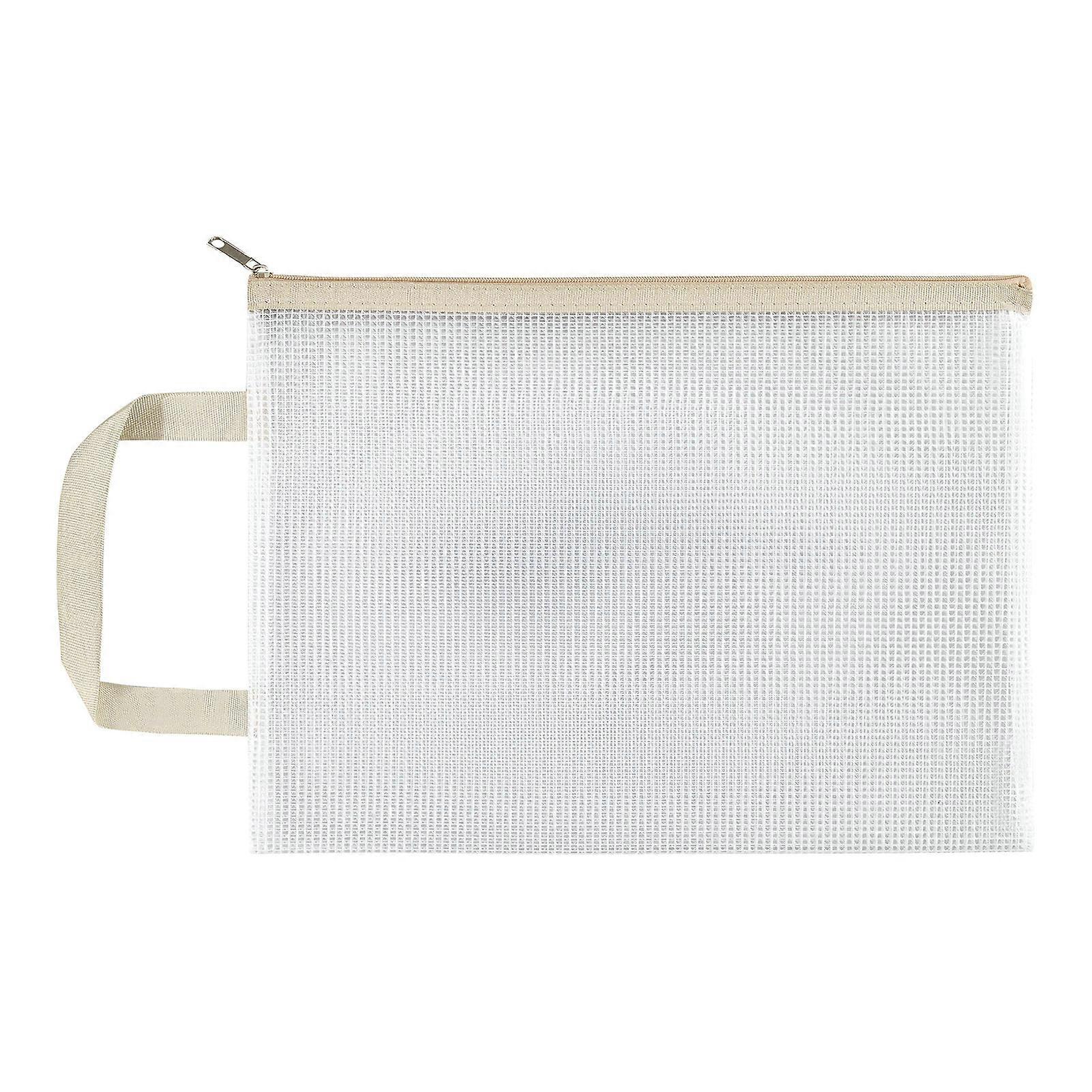 Transparent File Holder Zipper Bag with Handle PVC Waterproof Large Capacity Document Storage Bag Office Supplies