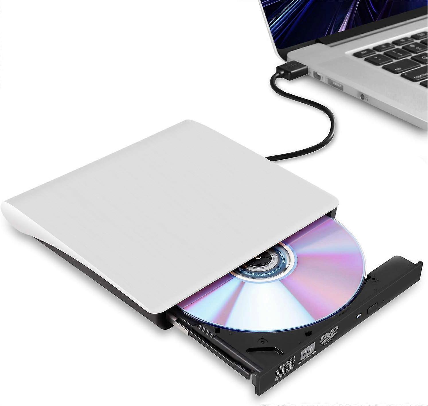 External CD/DVD Drive for Laptop, USB 3.0 Ultra-Slim Portable Burner Writer Compatible with Mac MacBook Pro/Air