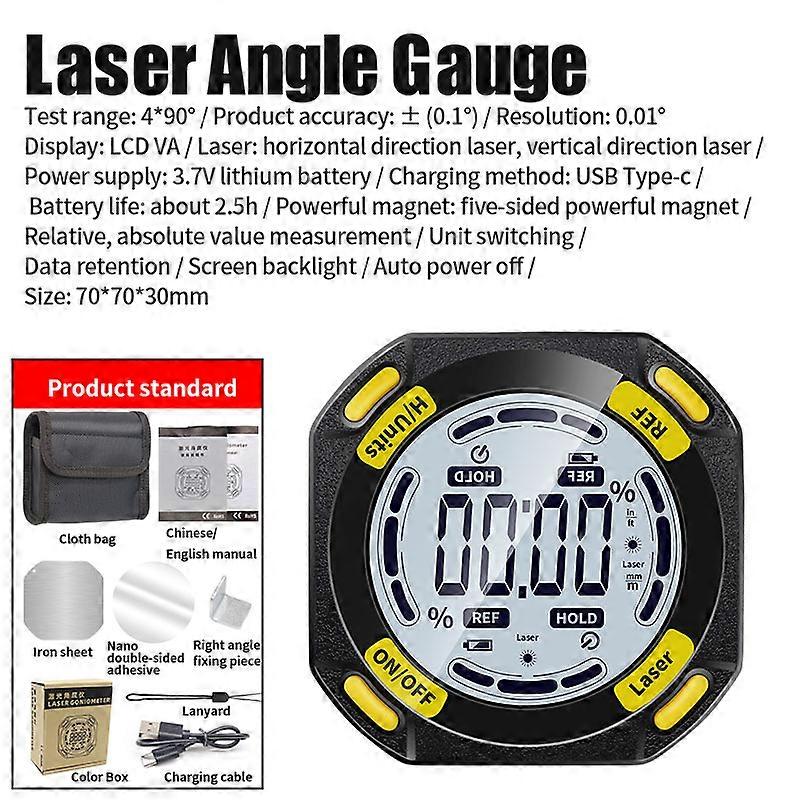 2023 New Laser Digital Protractor Angle Measure Inclinometer 3 in 1 Laser Level Box Type-C Charging Angle meter Measuring Tools