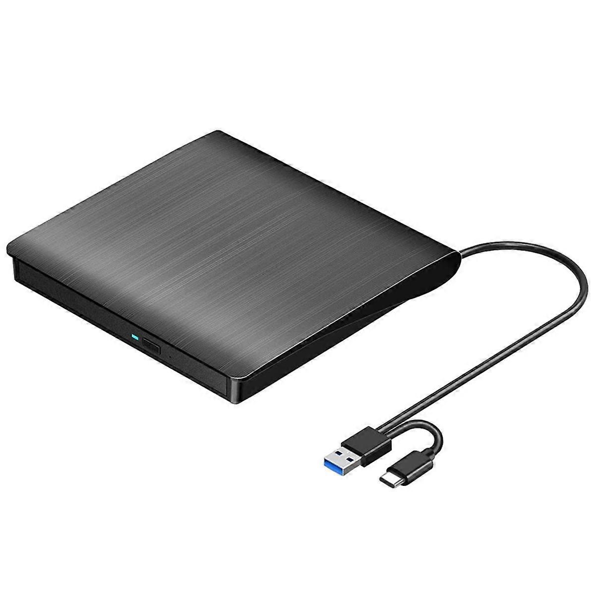 External CD DVD +/-RW Drive, USB 3.0 & USB-C Portable CD & DVD ROM Burner Player Reader Writer Rewr