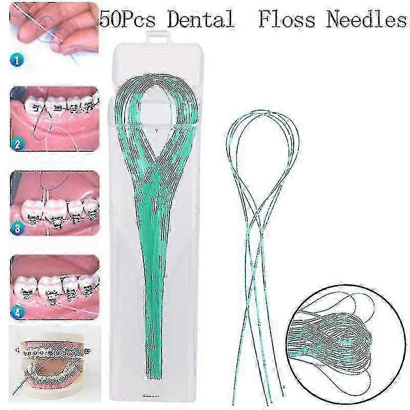 50pcs Dental Floss Threaders Teeth Holder Between Orthodontic Braces Bridge Hilo