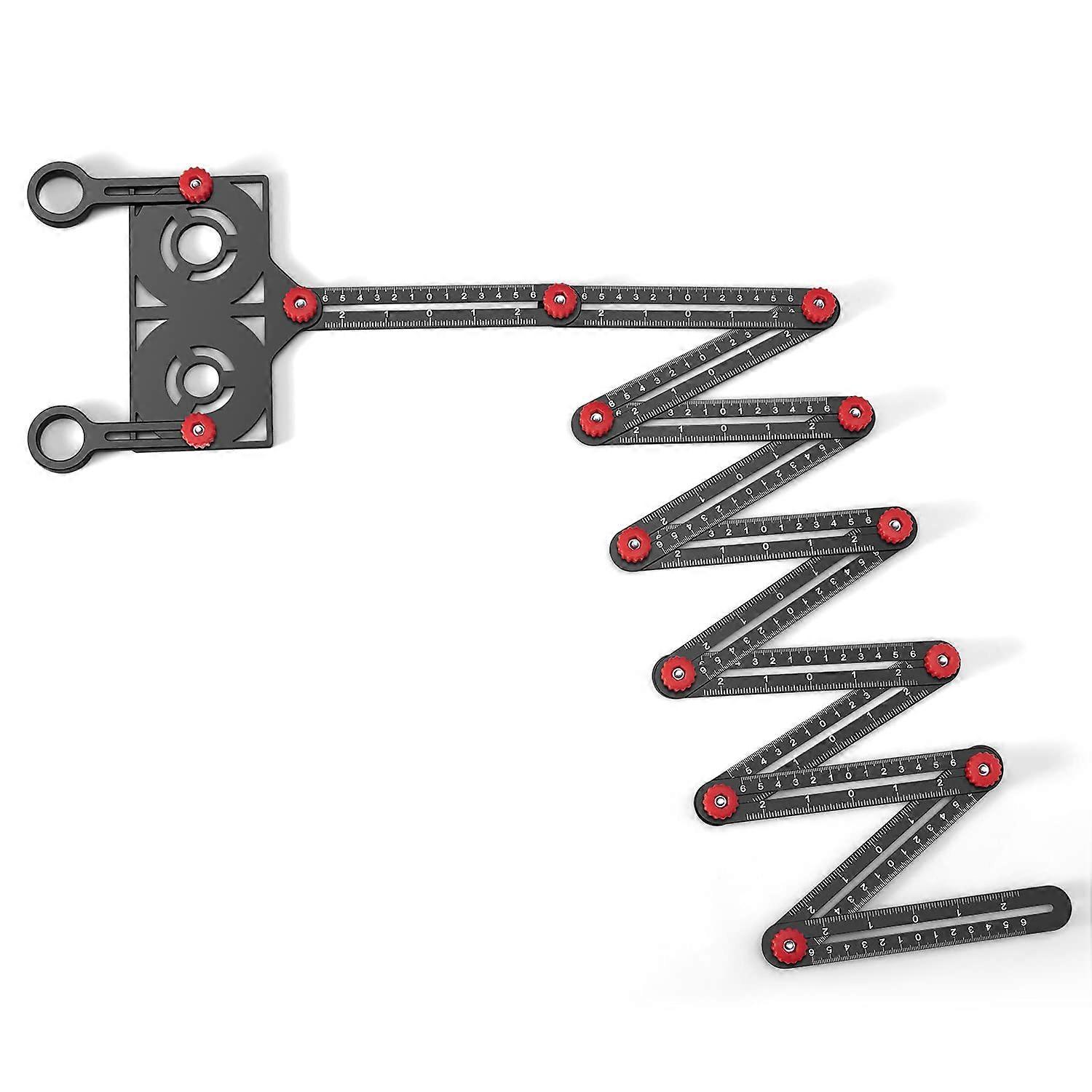 6 Sided Multi Angle Folding Measuring Ruler with Drill Locator 5-Holes Positioning & Opening Locator