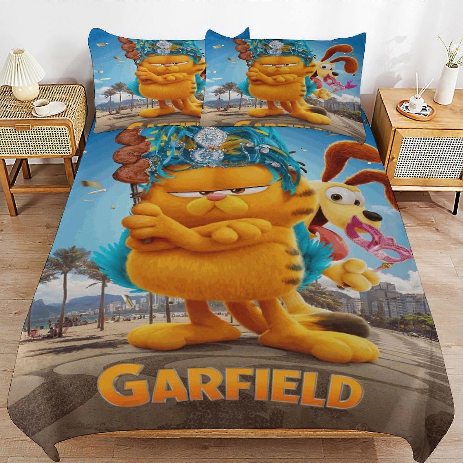 bedding set CA40 Garfield Bed Duvet Cover Microfiber Bedding Sets 3D Printed Lightweight 3 Piece Comforter Sets, 1 Duvet Cover And 2 Pillow DP40