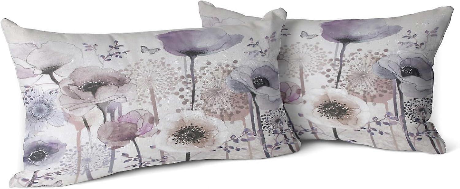 ブラウンクリームグレーピンク枕カバー水彩花ソファ枕ケース素朴な抽象的なモダンなスロー枕セット2部屋Bの農家の家の装飾