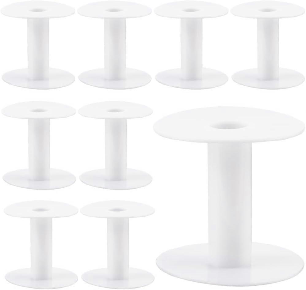 15Pcs Wire Weaving Bobbin Plastic Ribbon Spool Bulk Small Diameter Empty Thread Rope Chain Roll Crochet Cords Organizer Lace Line White Spools for Emb