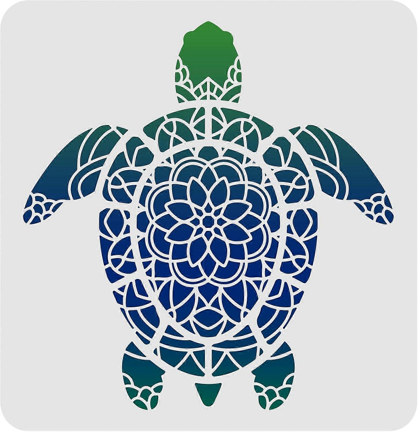 Tortoise Drawing Painting Stencils Templates 11.8x11.8 inch Plastic Stencils Decoration Square Reusable Stencils for Painting on Wood Floor Wall and F