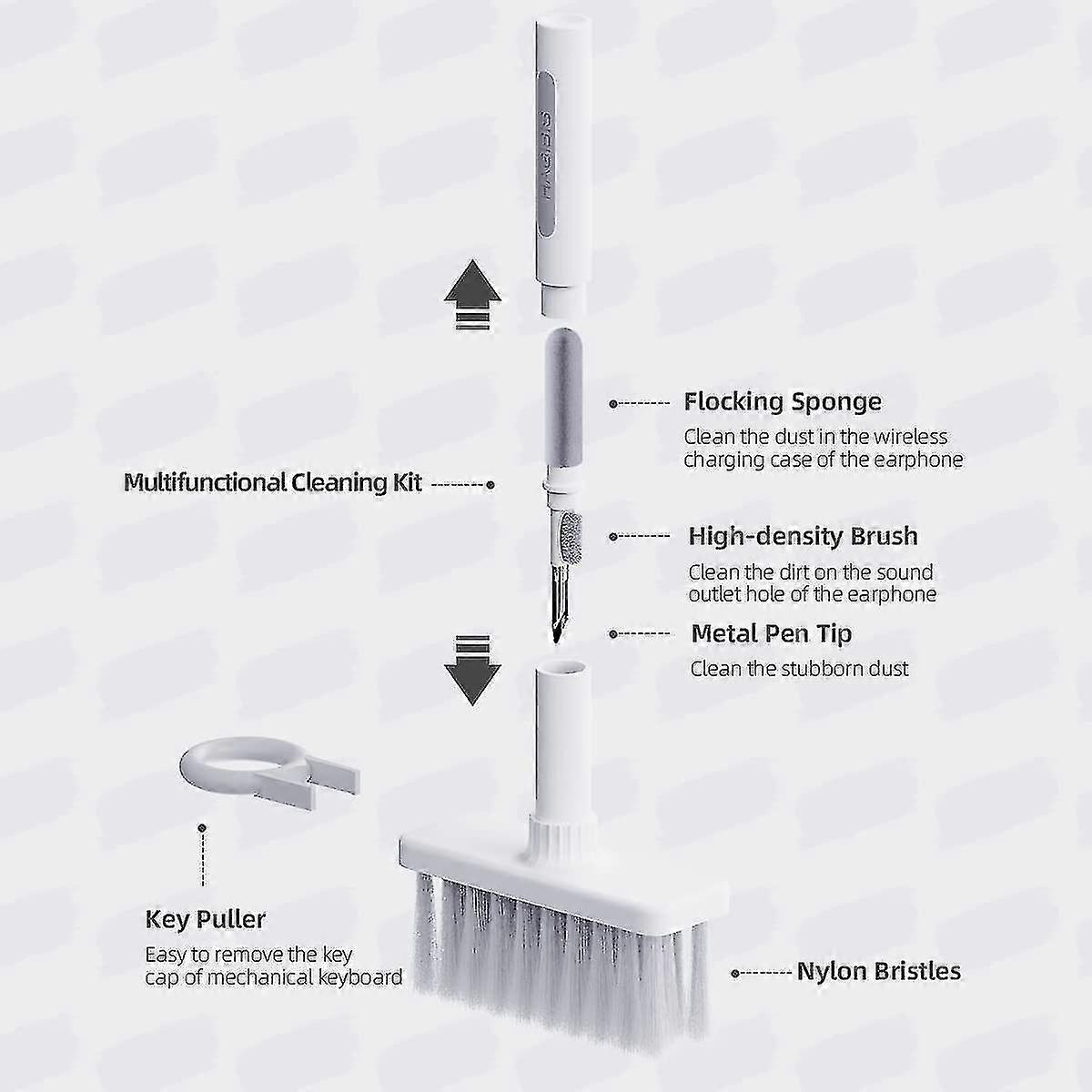 5 -in -1 multi -function keyboard Bluetooth headset dust cleaning brushwhite - ya01