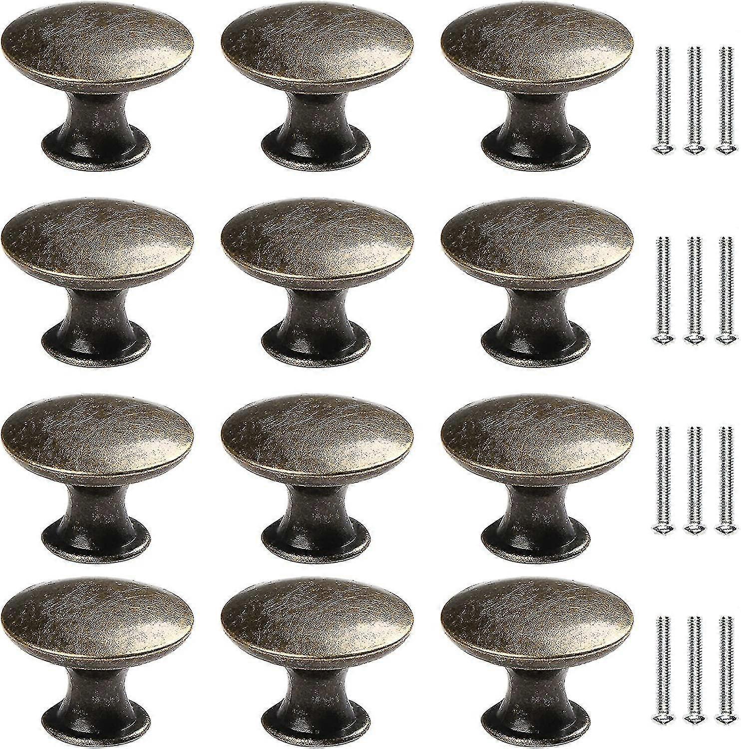 12 Pcs Round Cabinet Knobs Vintage Drawer Knobs Brass Cabinet Pulls Door Knobs For Closet Kitchen Be