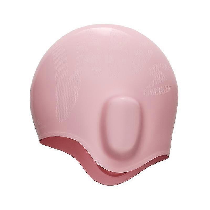 Wave impermeable Solid Color Ear Guard Silicone Swimming Cap, Color: Niños Rosa