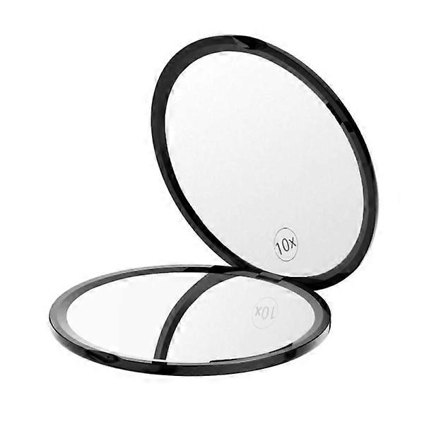 10x Magnification Compact Double Sided Mirror - Black