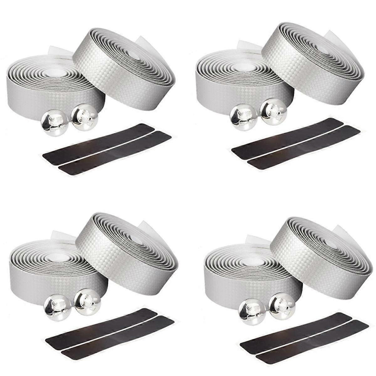 Breathable Carbon Pattern Bicycle Road Bike Straps Anti-Slip Shock-Absorbing Carbon Pattern Handlebar Tape Silver