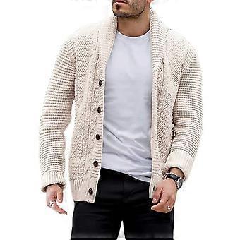 Mens Cable Knit Cardigan Sweater Cotton Loose Fit Open Front