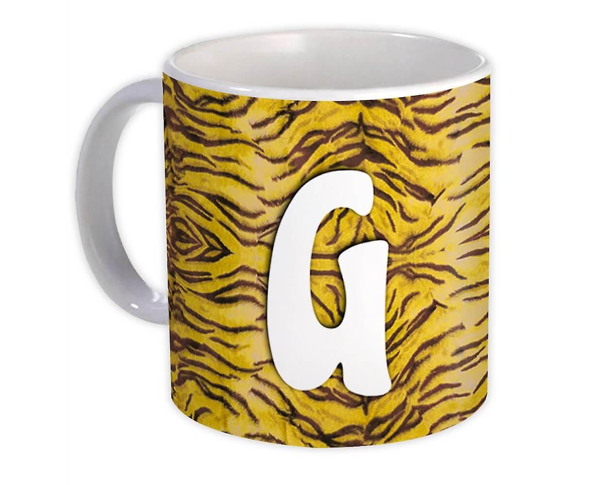 Gift Mug: Monogram Letter F Tiger