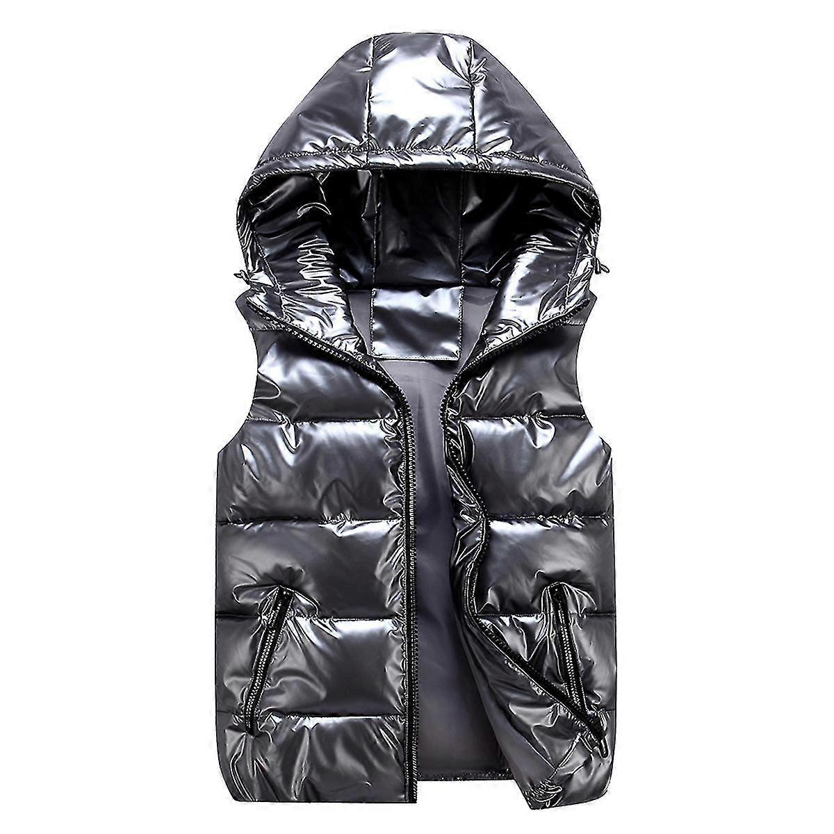 Sliktaa Unisexe Shiny Waterproof Veste Sans Manches Doudoune Légère Vest_Feb