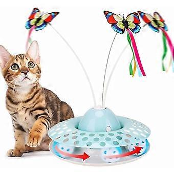 Grappig automatisch kattenspeelgoed met roterende vlinder en bal, interactief kattenspeelgoed voor binnen -