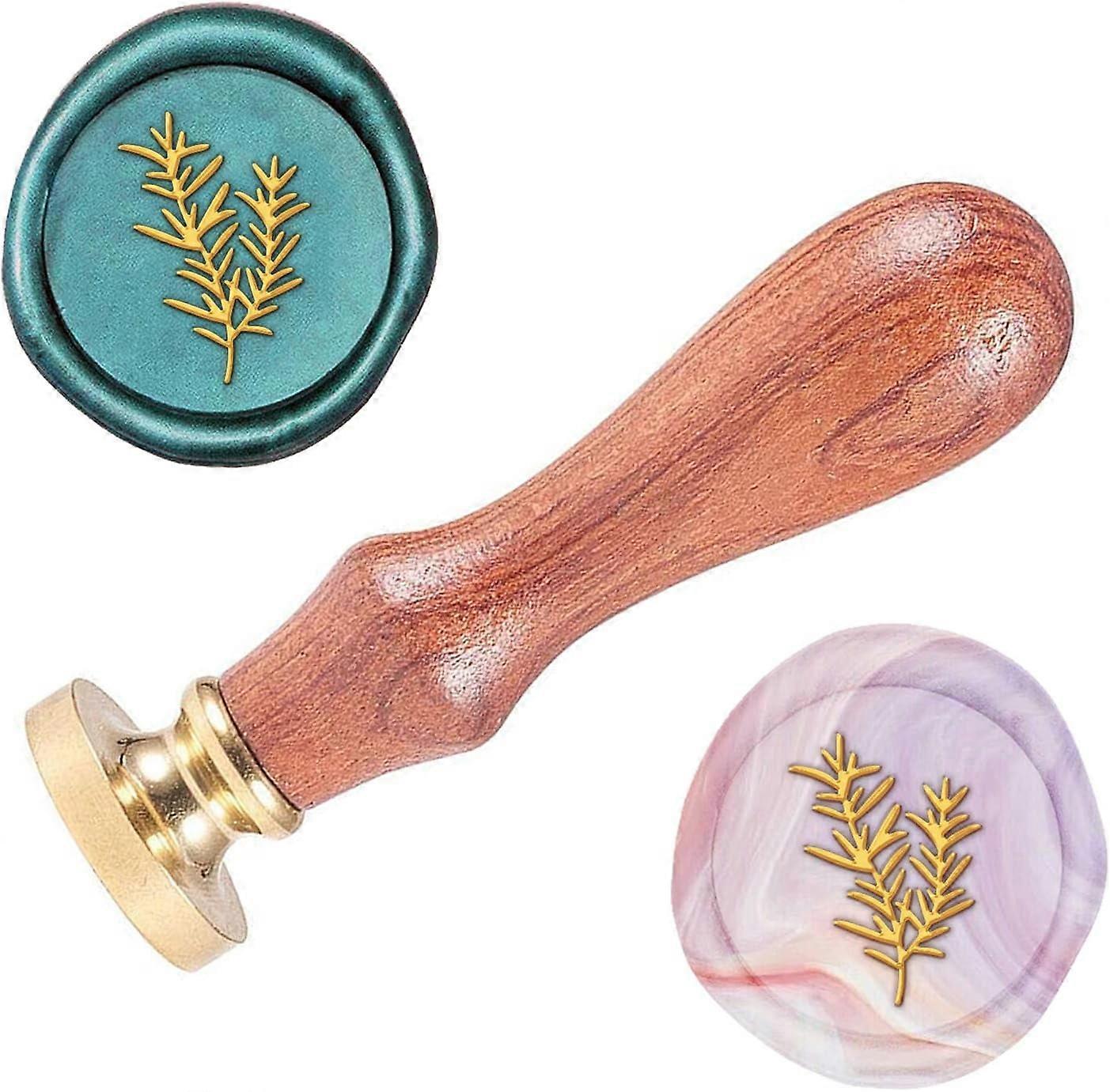 1pc 0.98 Rosemary Pattern Wax Seal Stamp Removable Brass Wood Handle Seal for Making Envelopes Wedding Invitations