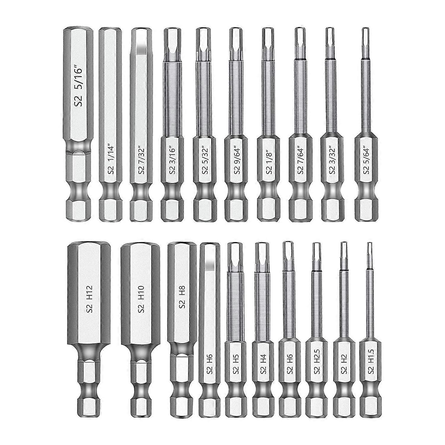20PC Hex Head Hex Wrench Drill Bit Set 2.3Inch Long 1/4Inch Diameter Quick Release Magnetic Screwdr