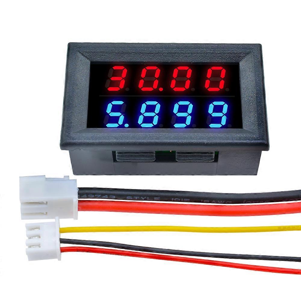 DC 100V 200V 10A 0.28" Mini Digital Voltmeter Ammeter 4 Bit 5 Wires Voltage Current Meter Tester Blue Red Dual LED Display