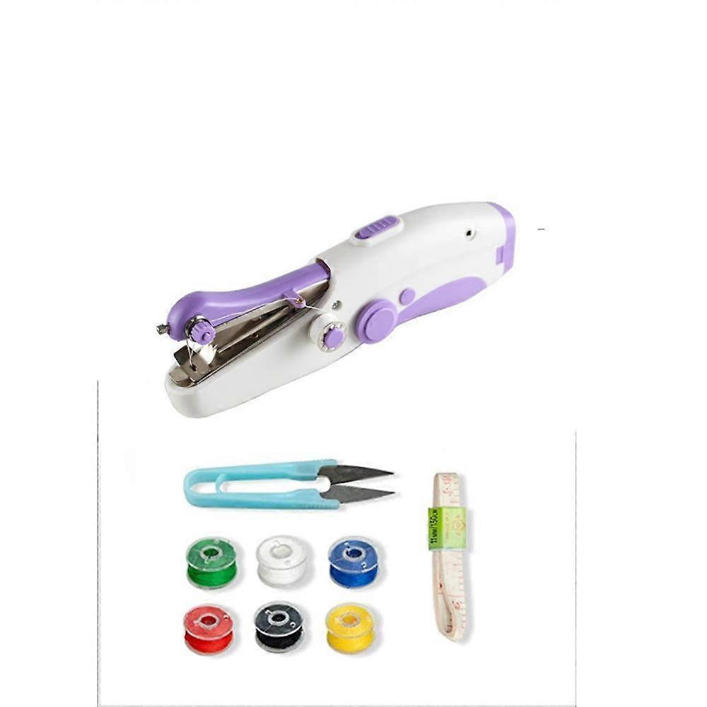 Mini portable electric double-needle sewing machine household small eat micro thickpurple