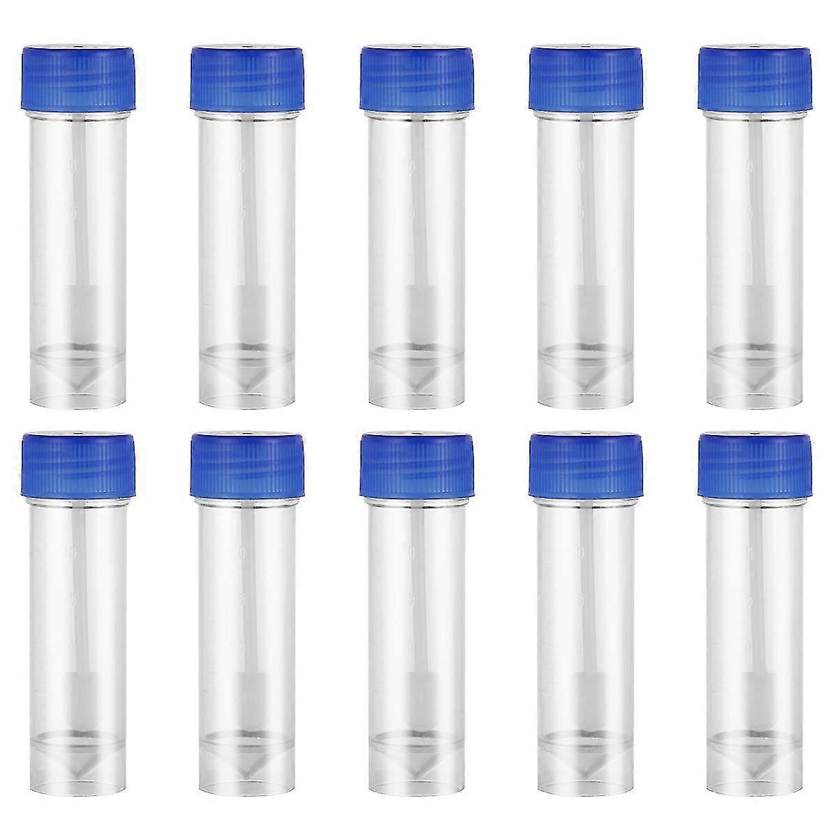 10pcs Practical Plastic Sample Specimen Stool Cup Sampling Container 25-30ml Without Label For Laboratory Medical