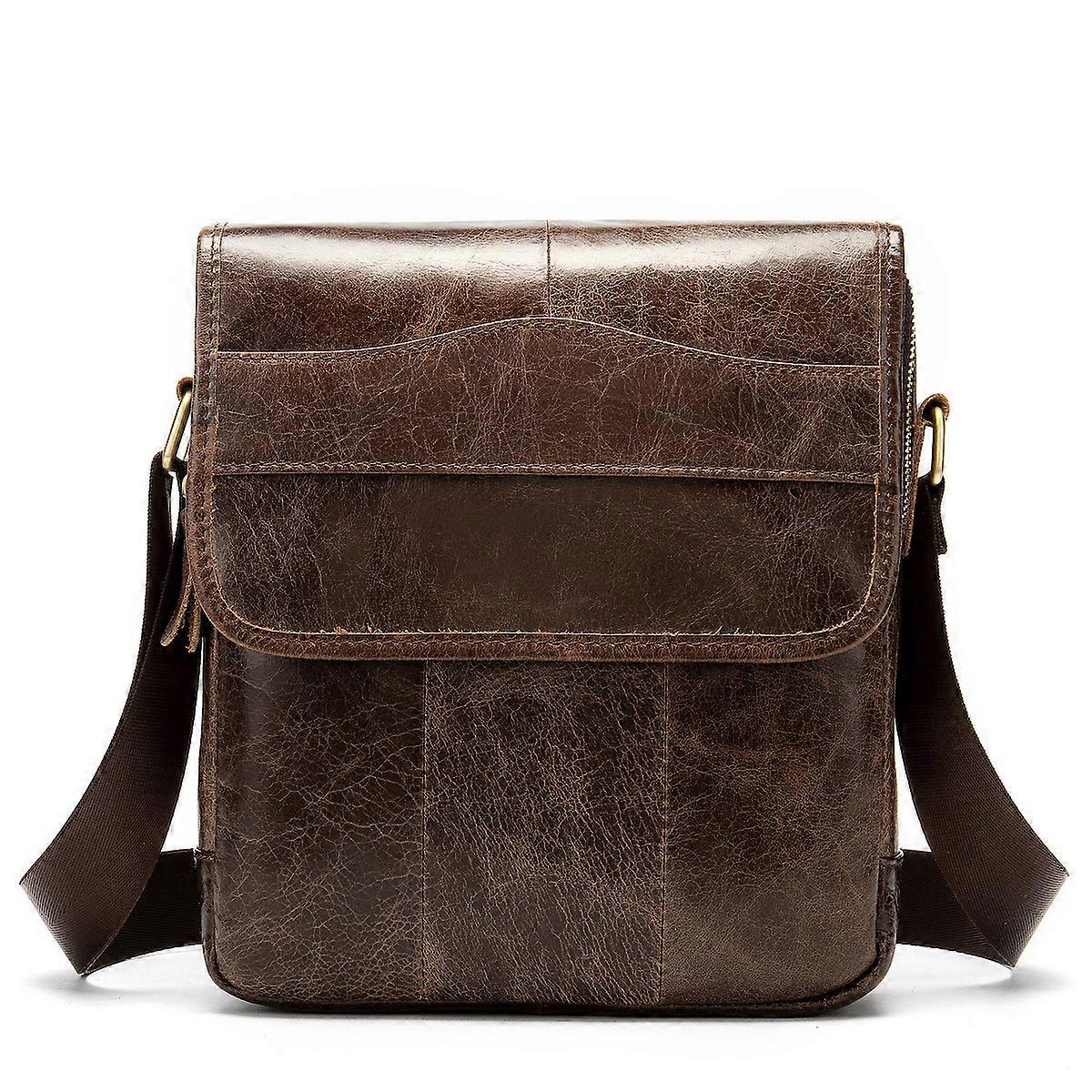 Small Messenger Bag Men Satchel Bag Genuine Leather Multi Pockets