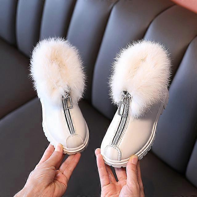 Children Unisex Solid Furry Boots for Boys Girls Korean Style Winter Warm Fashion Snow Boots Low Heel Non-slip Tide Boots