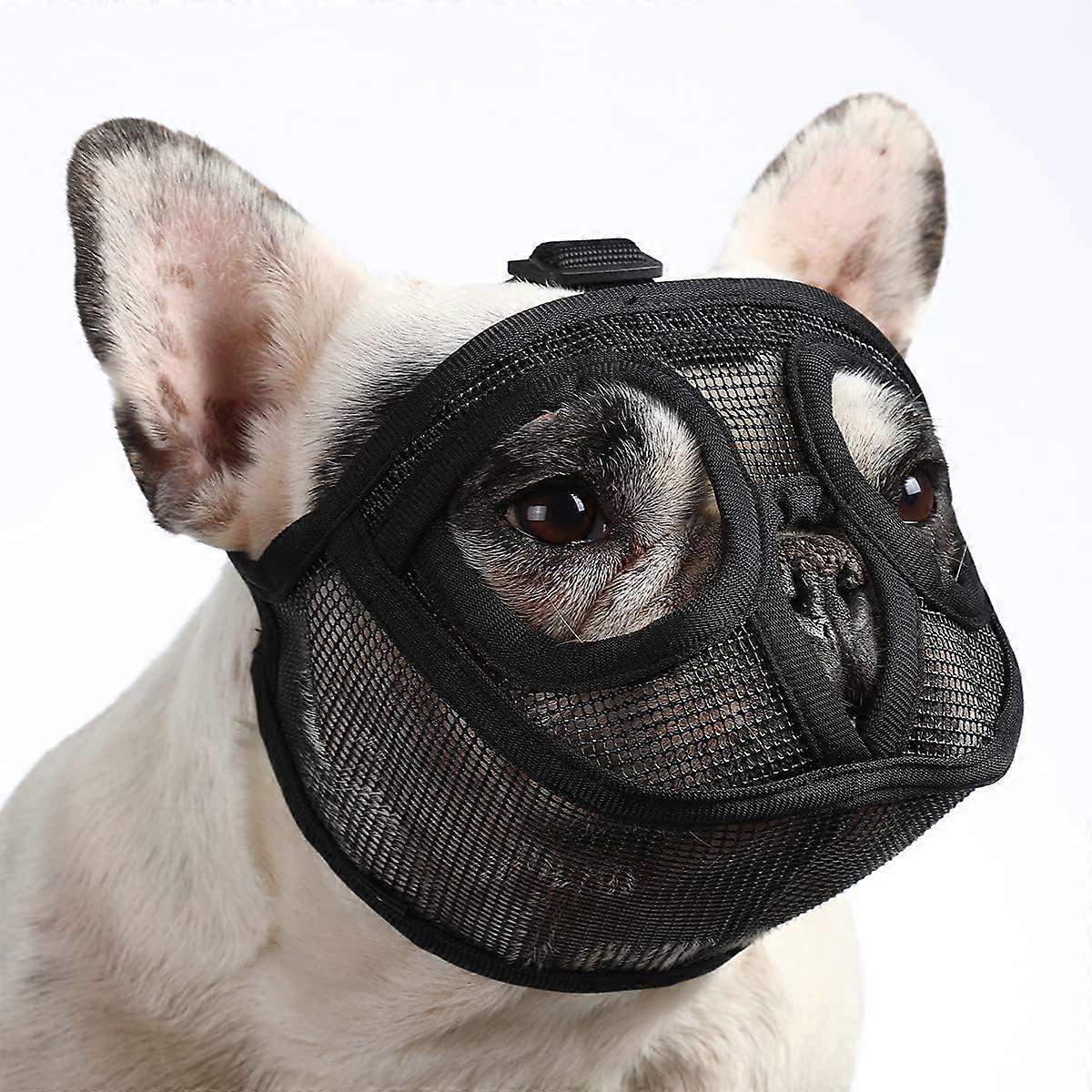 Short Snout Dog Muzzle, Breathable Mesh Flat Faced Muzzle for French Bulldog Shih Tzu and Pug,Mask Bulldog Muzzle for Biting Chewing Licking