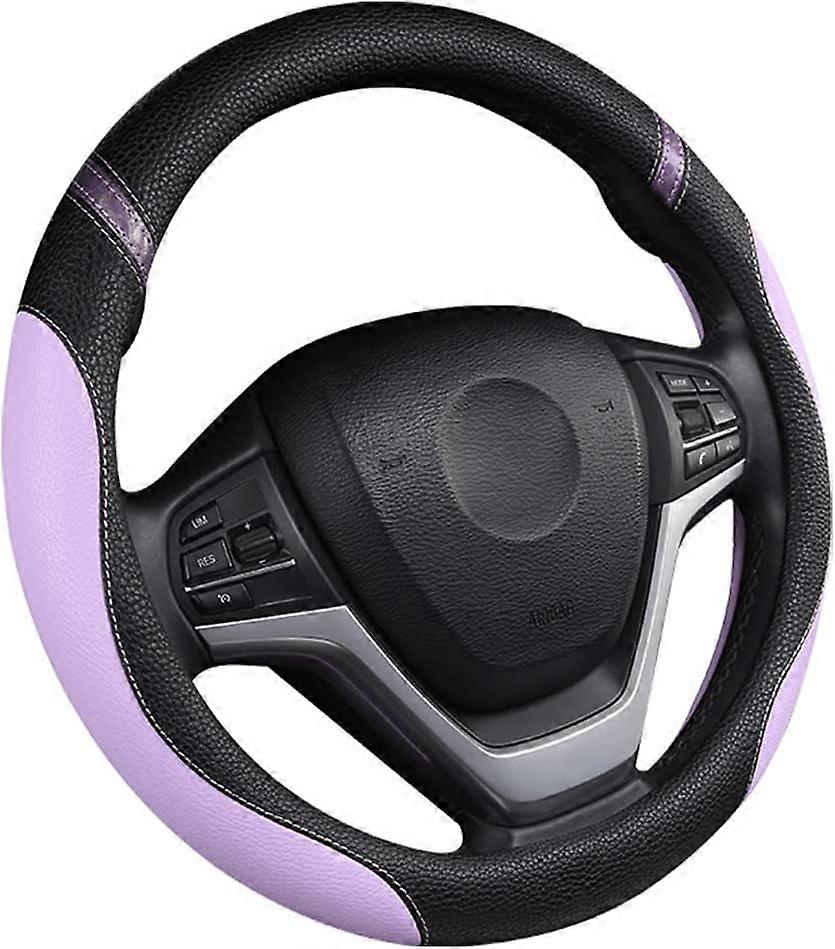 Capa de volante de couro universal para mulheres tampa do volante para carro 15 polegadas (roxo)