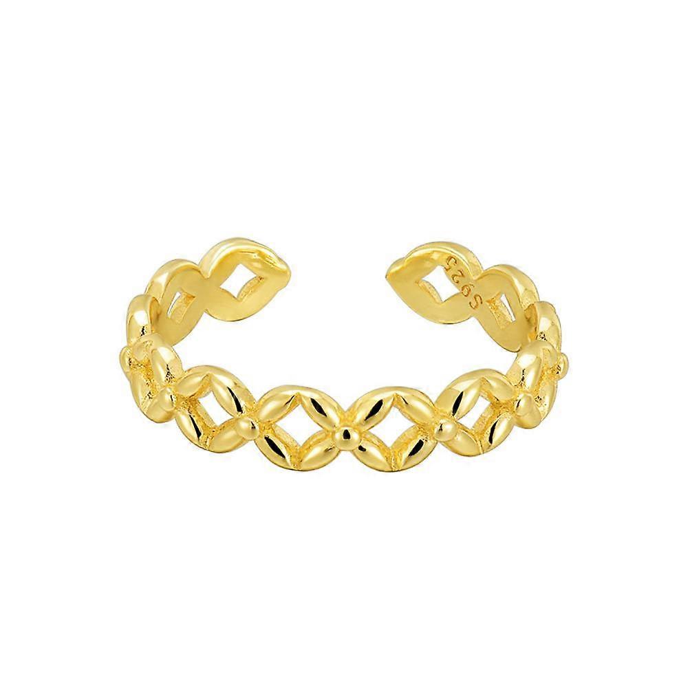 Opening ring leaf hollow plain silver ring Silver