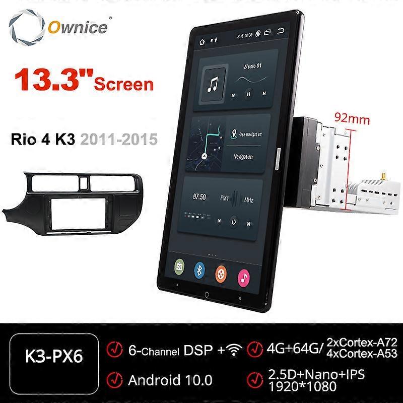 Tesla PX6 Android 10 Voiture Lecteur DVD Rotatif 1920 * 1080 IPS Navigation GPS Multimédia Stéréo Audio Pour KIA K3 RIO 4 2011-2015