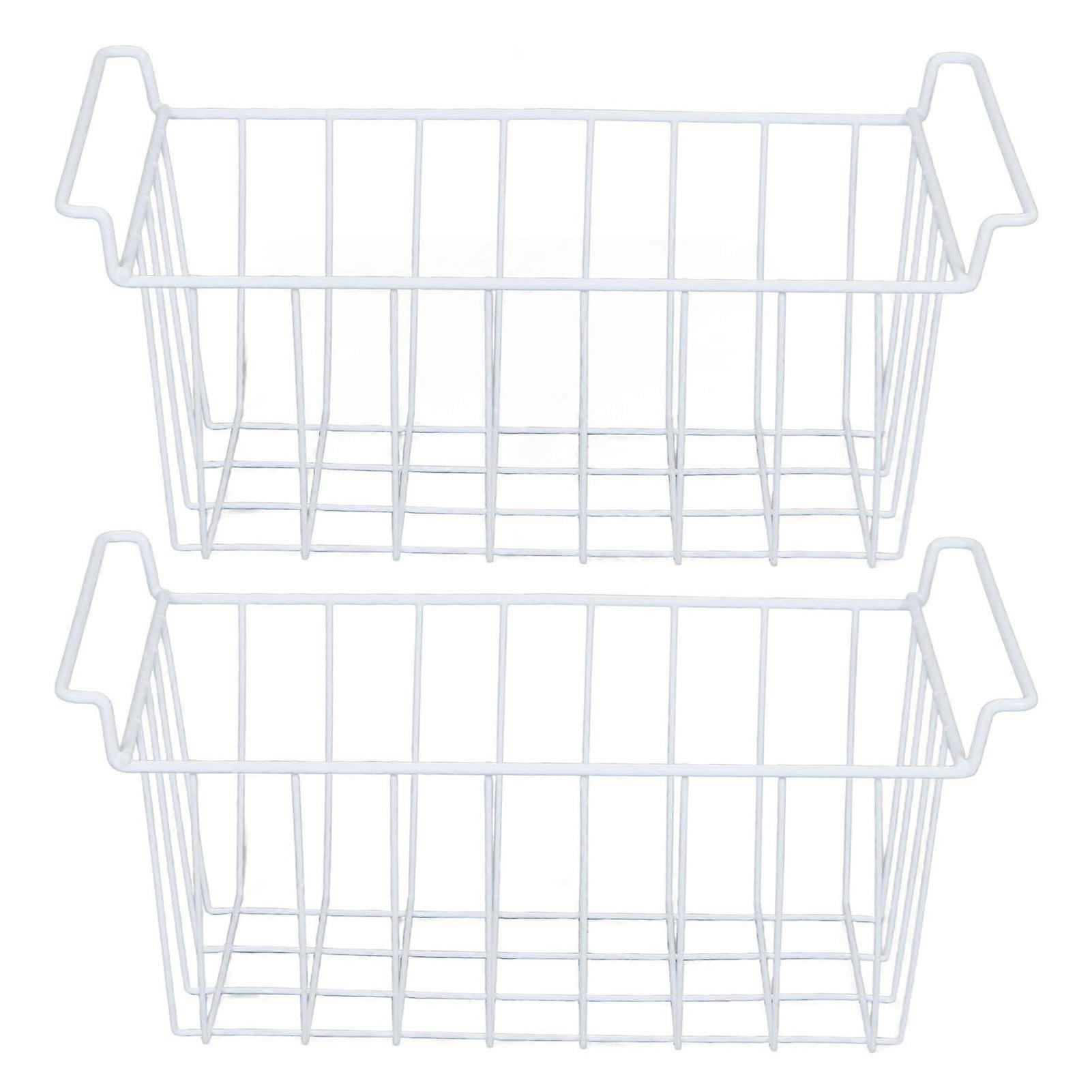 PE Coated Steel Wire Freezer Basket, Space Saving, Multifunctional, for Refrigerator Food Storage, White