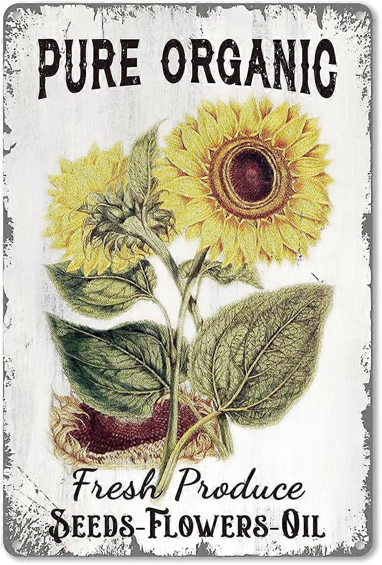 レトロな純粋な有機ヒマワリ金属の錫の看板の壁の装飾ビンテージヒマワリの錫の看板ホームリビングルームキッチン屋外の装飾ギフト8x12インチ