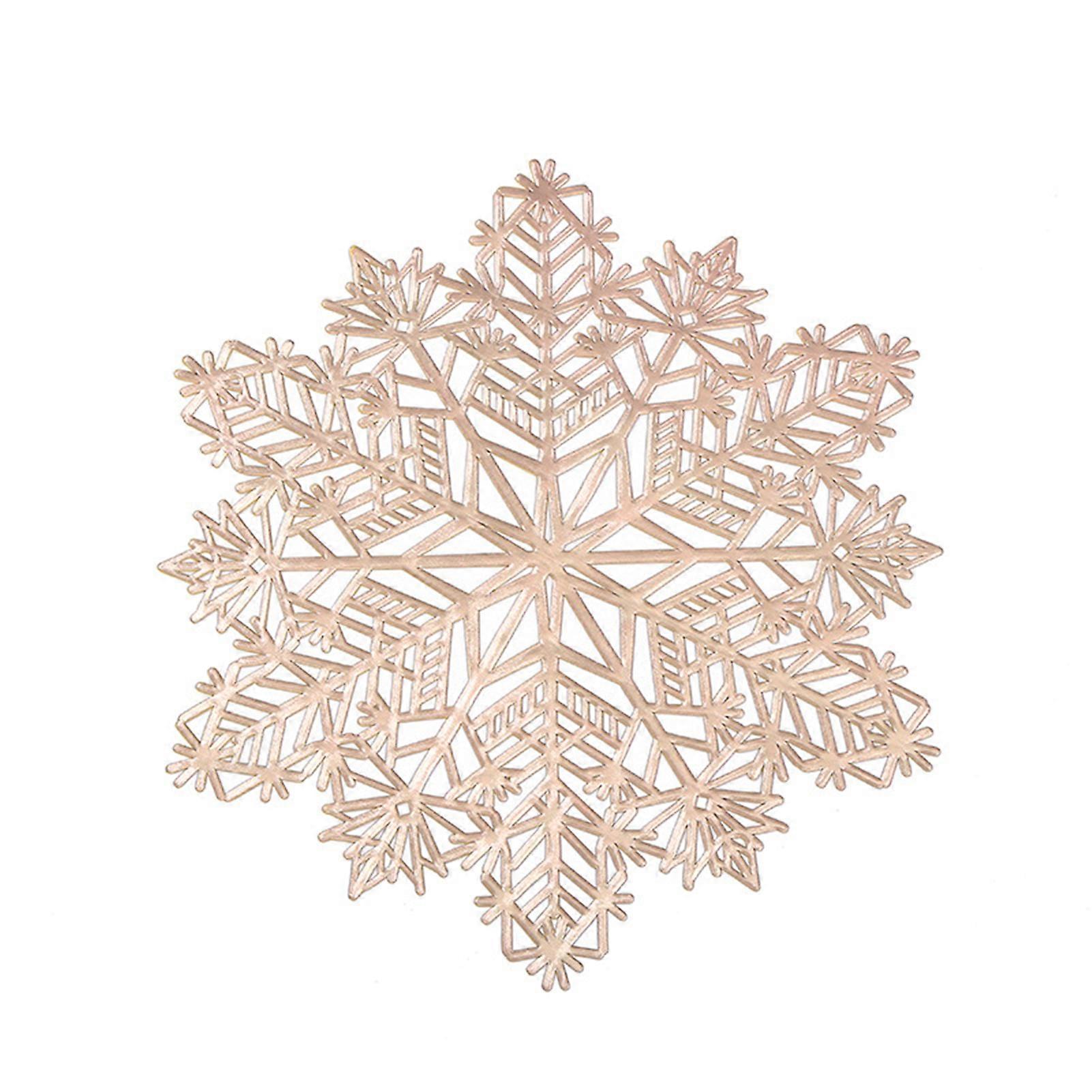 Snowflake Placemat Washable Reusable Christmas Style Non-slip Insulation Pad Anti-scalding Golden/Silver Color Plastic Coaster Pad Dinner Table Decora