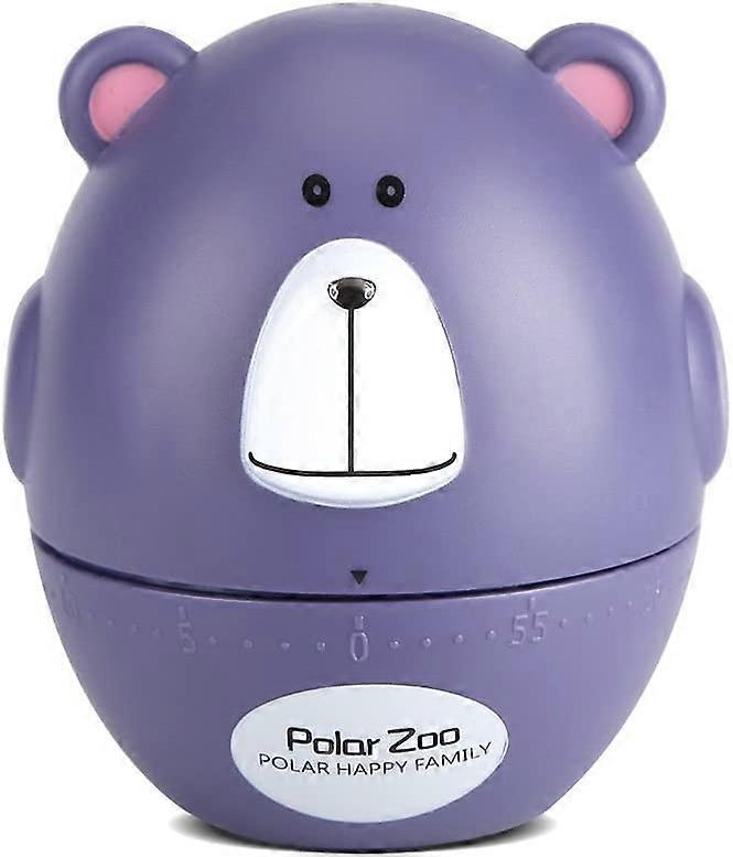Kitchen Timer Mini Animal Timer Countdown Cooking Supplies 55-Minute Mechanical(#Purple Bear)