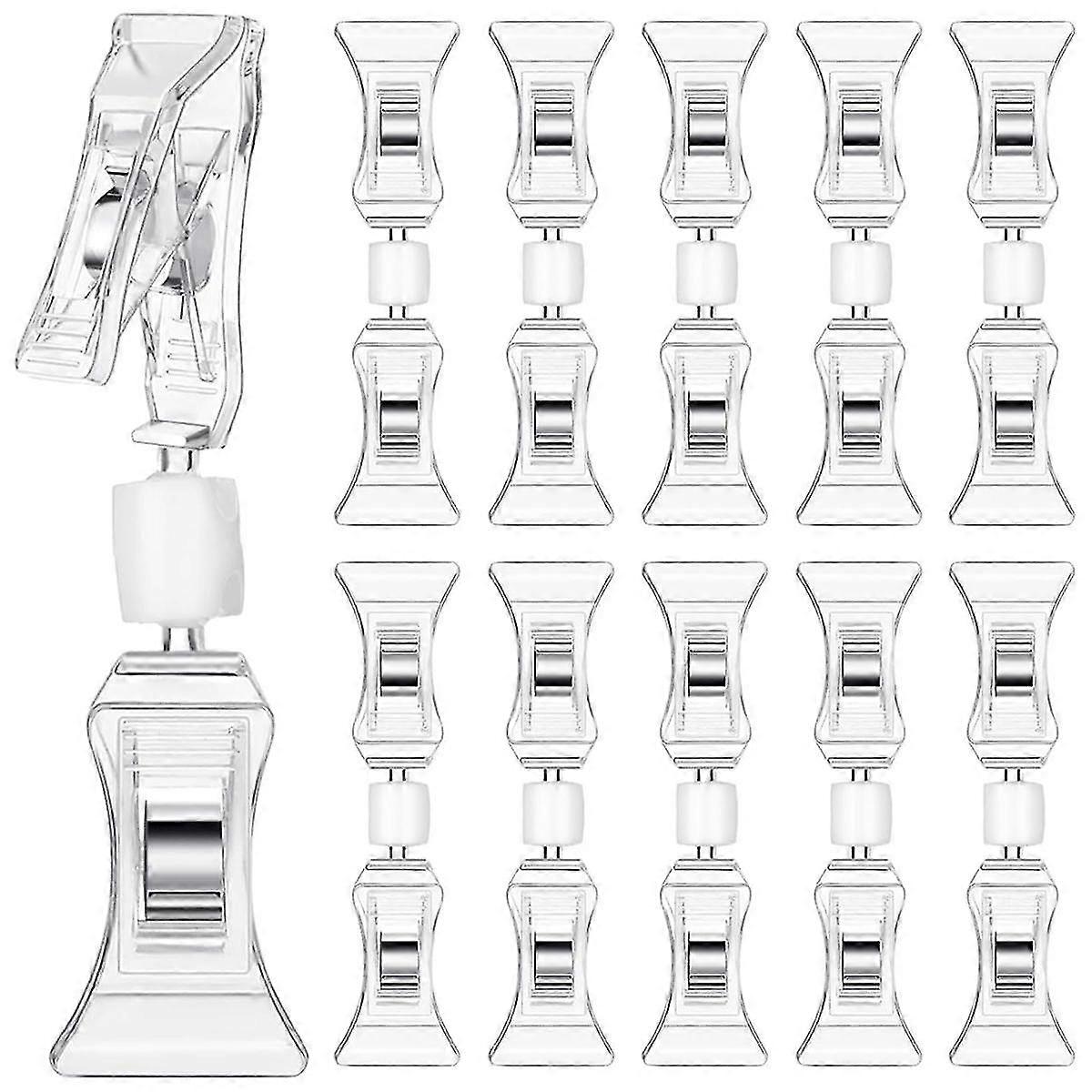 100pcs Double Sided Sign Clips Sign Display Mini Clip Clear Rotatable Merchandise Clip On Sign Hold