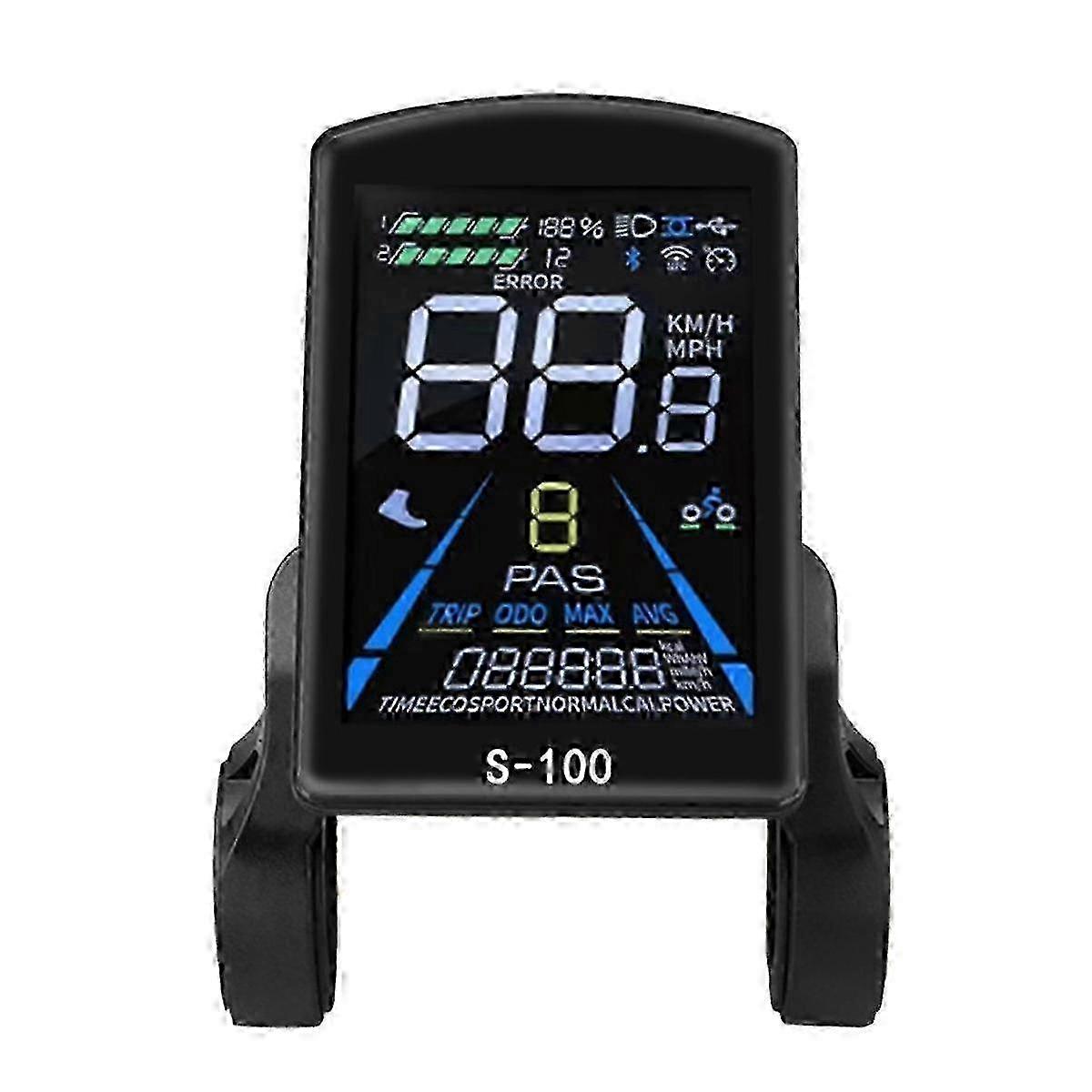 Electric Bicycle Display S-100 LCD Display Control 24V - 72V Speed Meter 5pin Speedometer SM Connec