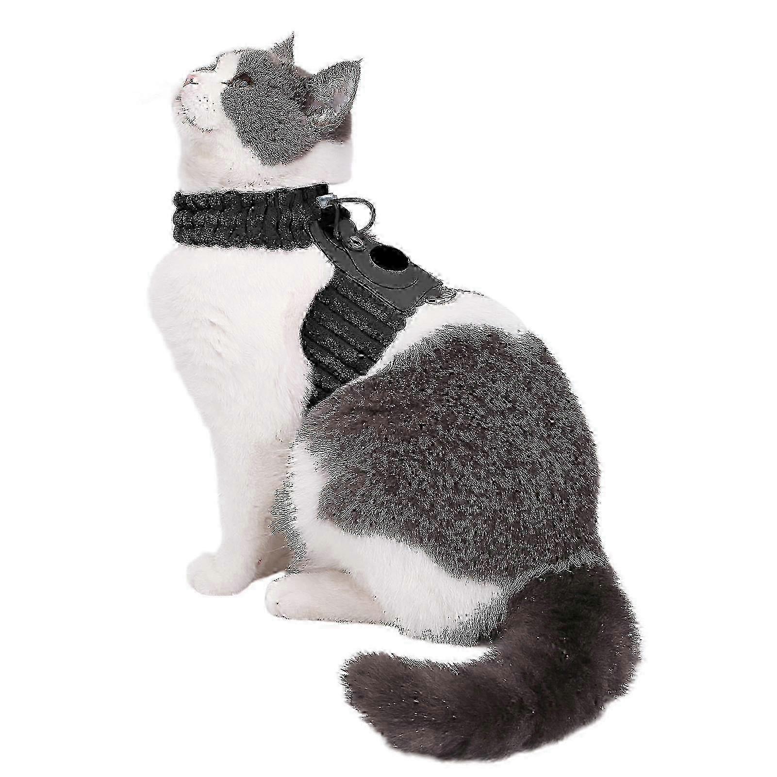 Cat Harness Drawstring Adjustment Comfortable Location Tracking Breathable Compatible For Airtag Pet Chest Strap Locator Cover Pet Supplies