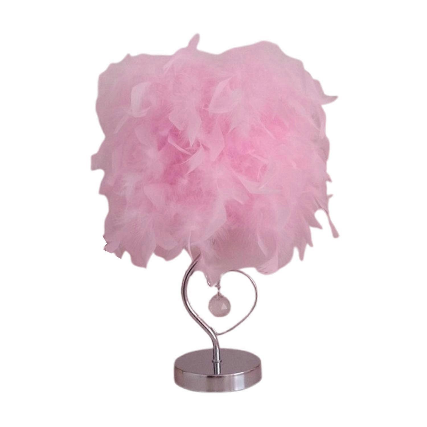 Feather Bedside Table Lamp LED Light with Pendant Stable Base Design Soft Glow Push Button Switch