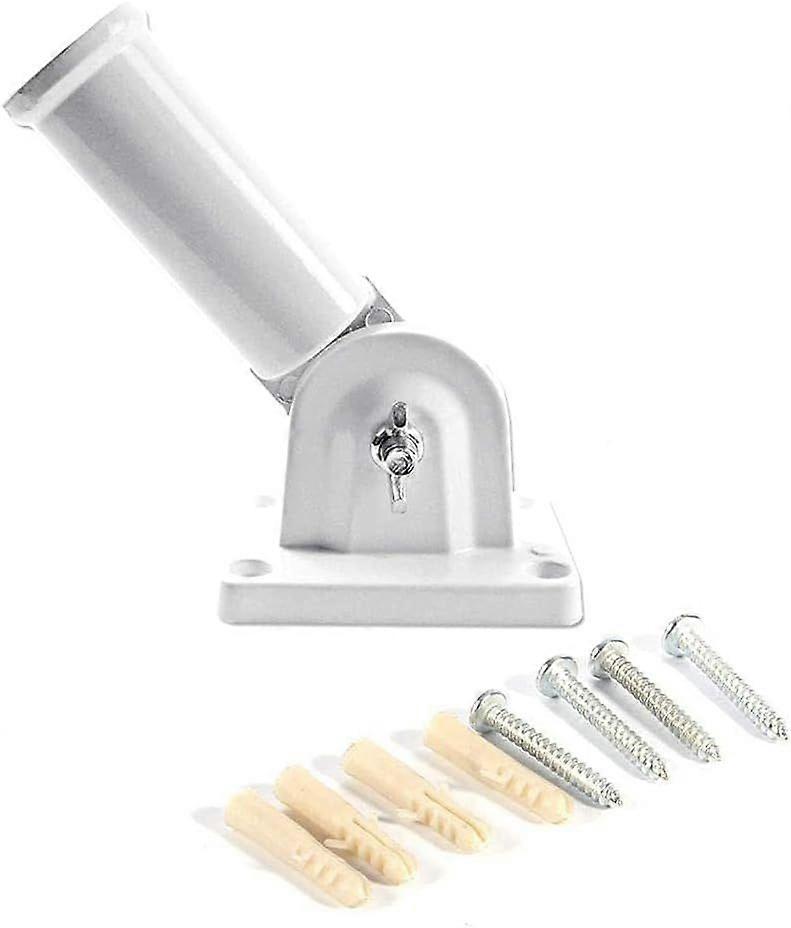 Wall Flagpole Support, Adjustable Flagpole Support, White Metal 180 Degree Adjustable Flagpole with Screw for Flagpole Base WddnAot