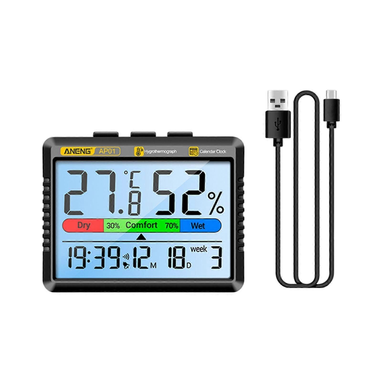 Temperature and Humidity Gauge Lightweight Indoor Thermometer for Greenhouse Black