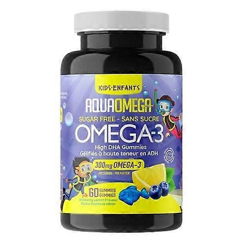 AquaOmega 儿童软糖 Omega-3 高 DHA 蓝莓柠檬无糖，300 毫克，60 片