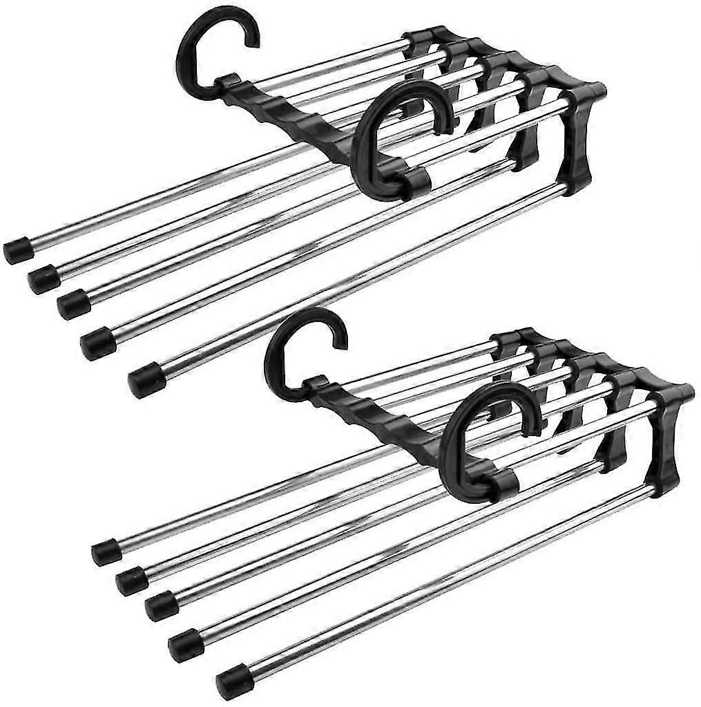 Trouser Hangers Sp-saving Hangers Sp-saving 2 Piece Trouser Hangers Made Of Stainless Steel Extendable, Magic Hanger