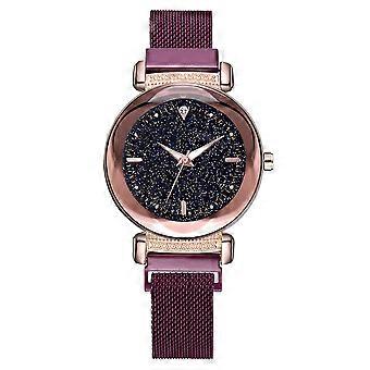 Mode Legierung Armband Runde Zifferblatt Uhr Frauen Casual Quarzuhr (Roségold)
