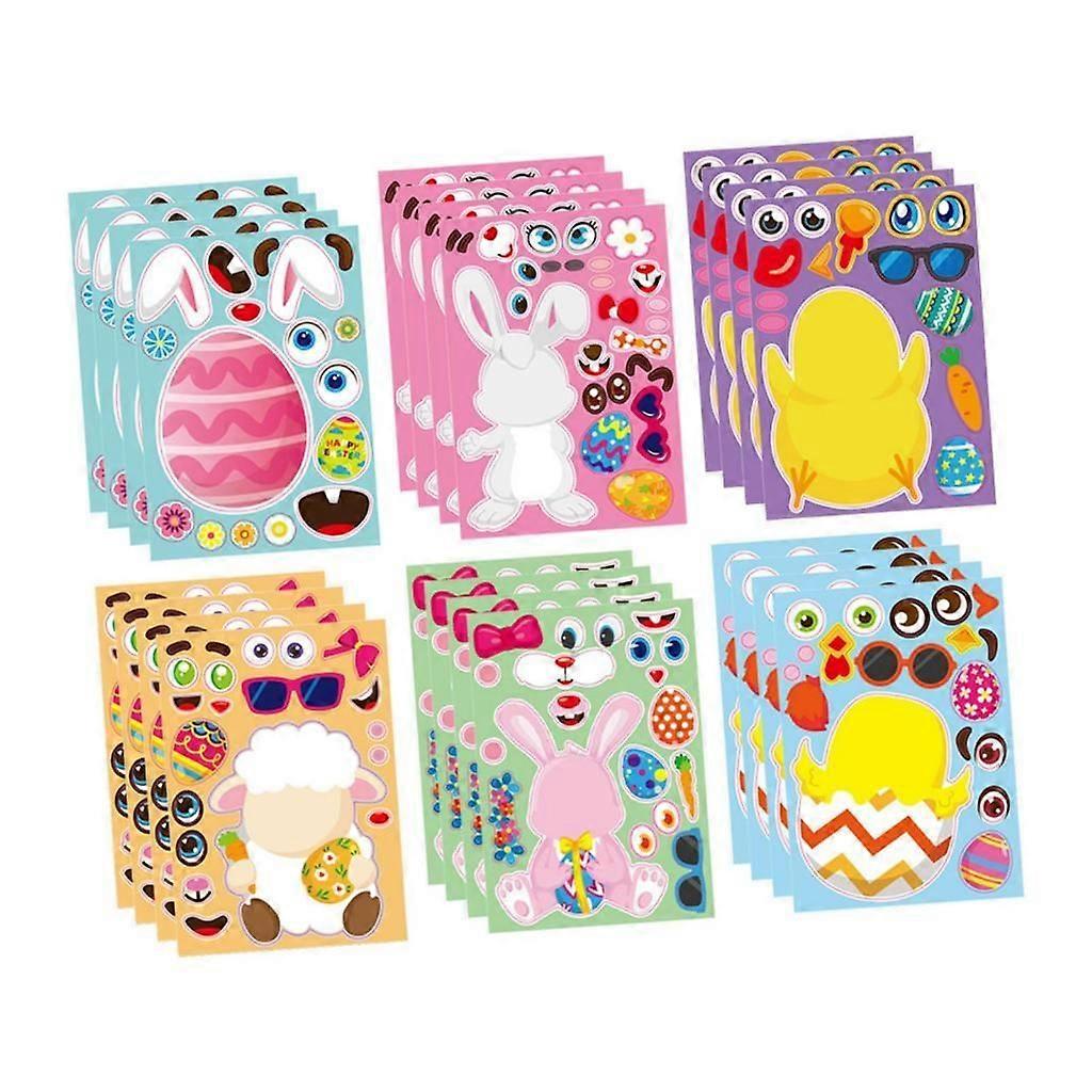 24Pcs Easter Stickers Decals Ornaments for Cards Easter Education Activities